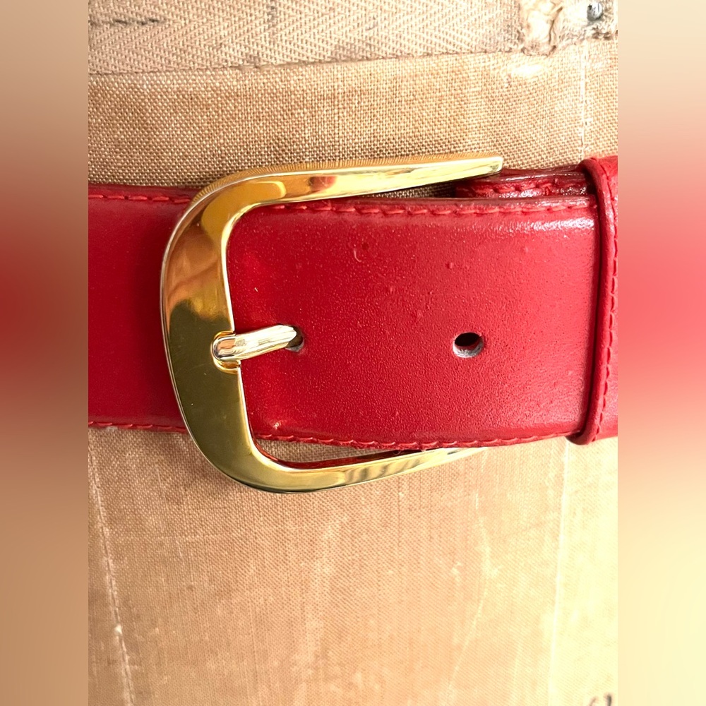 Arrivanto Red Leather Belt with Coins - Picture 2 of 9